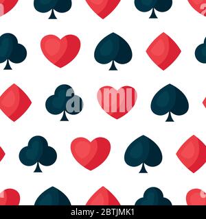 Schema senza cuciture con quattro simboli di carte da gioco. Illustrazione Vettoriale