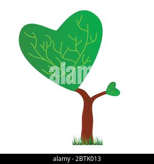 albero con una corona a forma di illustrazione del vettore cardiaco Illustrazione Vettoriale