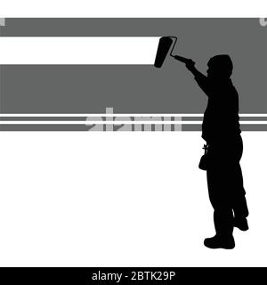 illustrazione vettoriale di una parete di vernice di un operatore su sfondo bianco Illustrazione Vettoriale