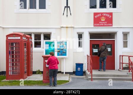 Ufficio postale di Port Stanley, Isole Falkland (Islas Malvinas), Regno Unito, Sud America Foto Stock