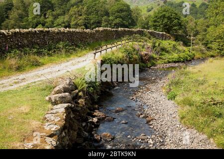 Una pista al fianco di Easedale Beck, Lake District, REGNO UNITO Foto Stock