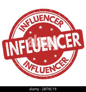 Influencer segno o timbro su sfondo bianco, illustrazione vettoriale Illustrazione Vettoriale