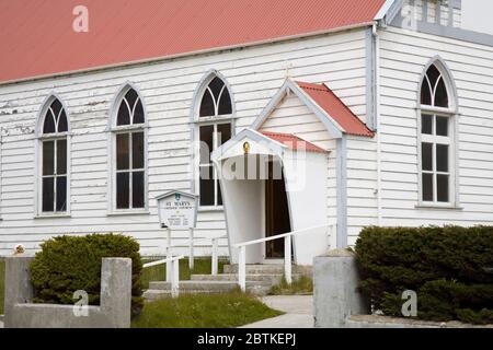 Chiesa cattolica di Santa Maria a Port Stanley, Isole Falkland (Islas Malvinas), Regno Unito, Sud America Foto Stock