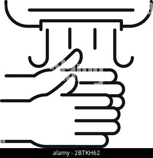 Disegno di icona di stile di linea di mani sotto l'essiccatore, salute di lavaggio di igiene e tema pulito illustrazione del vettore Illustrazione Vettoriale