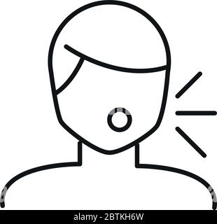 Uomo avatar con dry linea di tosse stile icona di progettazione di cura medica e covid 19 virus tema illustrazione vettoriale Illustrazione Vettoriale