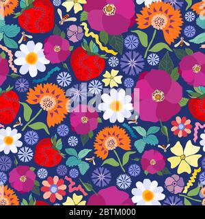 Il modello inaugurerà la nuova stagione proprio come in Svezia sul solstizio estivo. I fiori sono componenti chiave della celebrazione di metà estate. Illustrazione Vettoriale