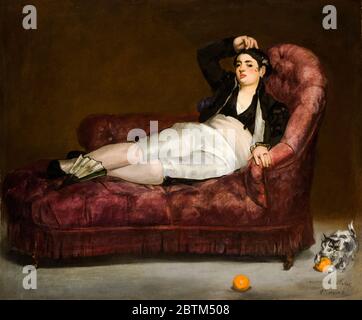 Edouard Manet, Reclining giovane donna in spagnolo Costume, pittura, 1862-1863 Foto Stock