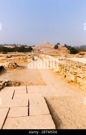 Mohenjo daro, sito archeologico della civiltà della Valle dell'Indo, 2500 BCE, distretto di Larkana, provincia di Sindh, Pakistan, Asia meridionale, Asia Foto Stock