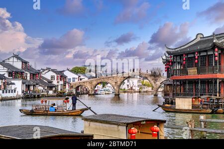 Cina,, vicino a Shanghai City, Zujiajiao Village, Foto Stock