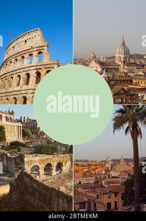 Collage verticale di foto di Roma, Italia da diversi luoghi di Roma. Buono per i blog di viaggio, gli articoli e così via Foto Stock