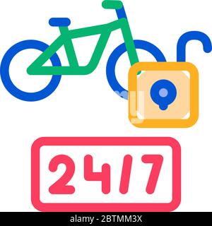 icona di servizi di condivisione bici 24 ore su 24, illustrazione vettoriale Illustrazione Vettoriale