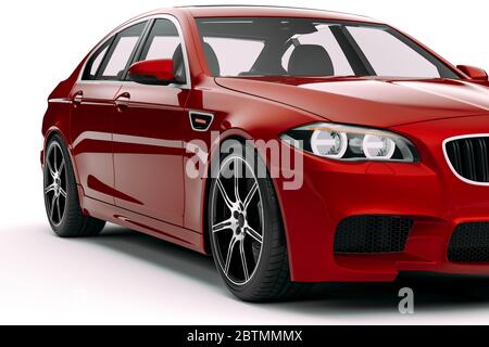 3d bella berlina auto su sfondo bianco Foto Stock