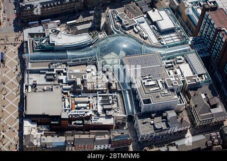 Vista aerea del centro commerciale Trinity a Leeds, Regno Unito Foto Stock