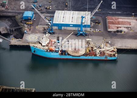 Vista aerea delle navi al porto di Blyth Foto Stock