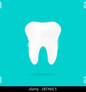 Dente su sfondo turchese con ombra, illustrazione vettoriale Illustrazione Vettoriale