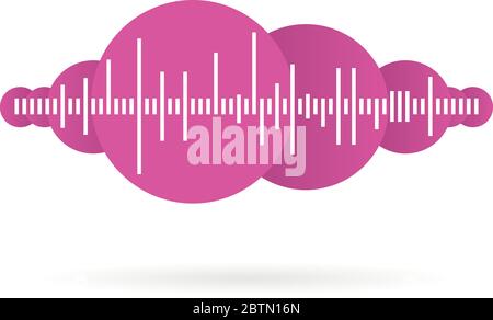 Sound wave music logo con ombra, vettore Illustrazione Vettoriale