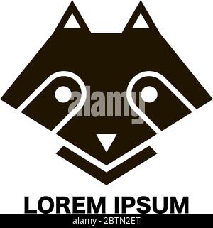 Icona di procione in design piatto. Raccoon colorato di nero. Su sfondo bianco. Nome Cognome Nome Azienda. Illustrazione Vettoriale Illustrazione Vettoriale