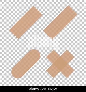 Nastro adesivo Scotch. Scotch trasparente isolato. Impostare il nastro scotch - illustrazione vettoriale Illustrazione Vettoriale