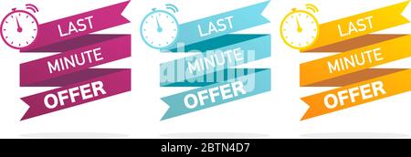 Offerta Last minute etichetta. Possibilità di vendita. Set di forma di etichetta con vari colori. Illustrazione Vevtor Illustrazione Vettoriale