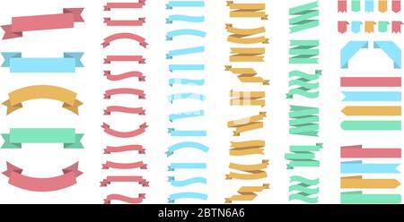 Nastro o vettore banner set. Vettore di piana nastri banner sfondo isolato. Nastro colorato colorato. Set di nastri o banner. Illustrazione Vettoriale Illustrazione Vettoriale