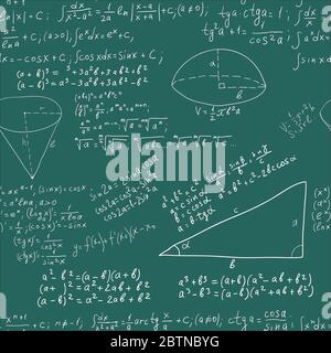 La scrittura a mano formula matematica su greenboard senza giunture Illustrazione Vettoriale
