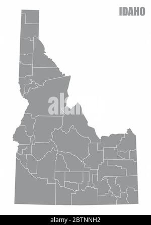 Mappa delle contee dello stato dell'Idaho Illustrazione Vettoriale