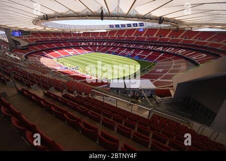 MADRID, SPAGNA - 31 MAGGIO 2019: Vista generale del luogo raffigurato un giorno prima della finale della UEFA Champions League 2018/19 tra Tottenham Hotspur (Inghilterra) e Liverpool FC (Inghilterra) a Wanda Metropolitano. Foto Stock