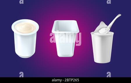 simk up illustrazione di yogurt pack su sfondo astratto Illustrazione Vettoriale