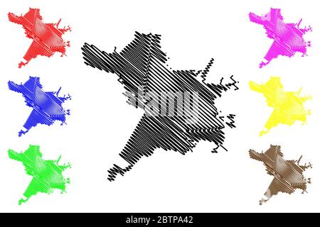 Città di Ferrara (Repubblica Italiana, Emilia-Romagna) mappa vettoriale illustrazione, schizzo di scribble Città di Ferrara amap Illustrazione Vettoriale