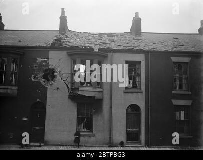 Bombardamento di Hartlepool . Danni da incendio di conchiglie in casa privata . 1914 RAID aereo su Scarborough, Hartlepool e Whitby , che si è svolto il 16 dicembre 1914 Foto Stock