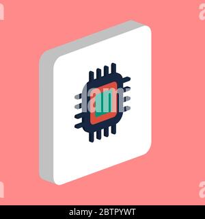 CPU, processore pc icona vettore semplice. Modello di disegno simbolo illustrazione per elemento UI mobile Web. Pittogramma isometrico a colori perfetto su una piazza bianca 3d Illustrazione Vettoriale