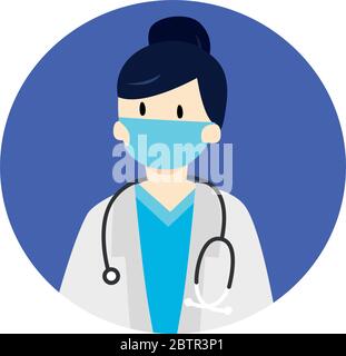 Medico professionista che indossa una maschera igienica per prevenire le infezioni. Illustrazione vettoriale Illustrazione Vettoriale