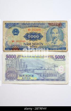 Cinquemila dong, vietnamita đồng, Vietnamesischer Dong, VND, Vietnam, Asia Foto Stock