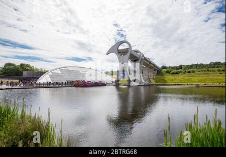 La funivia Falkirk Wheel sul canale Foth & Clyde e Union, Falkirk Foto Stock