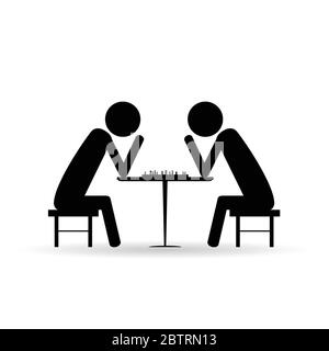 persone simbolo scacchi vettore silhouette nera Illustrazione Vettoriale
