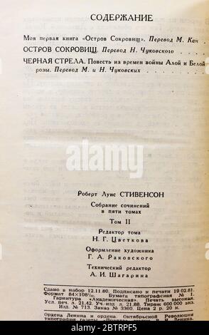 Collected Works of Robert Louis Stevenson, pubblicato per la prima volta nel 1981 in URSS. Foto Stock