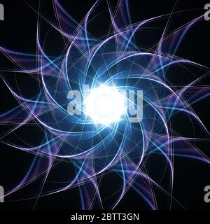 Spirale art deco di linee matematiche di colore viola e blu Foto Stock
