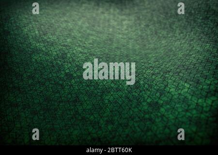 Rendering 3D di sfondo astratto, superficie curva strutturata verde Foto Stock