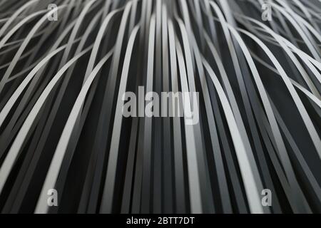 Rendering 3D di sfondo astratto a strisce bianche e nere, struttura della carta Foto Stock