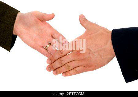 Handschlag zwischen Mann und Frau, Detailaufnahme, MR: SÌ Foto Stock