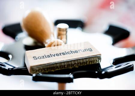 Stempel mit Aufschrift Sozialversicherung Foto Stock