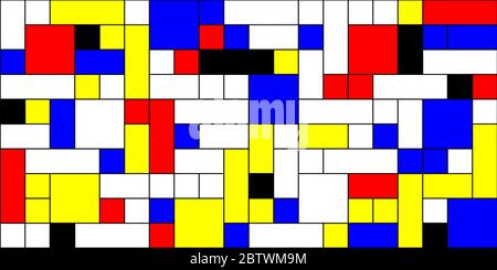 Schema geometrico astratto a scacchi. Stile Mondriano. Illustrazione Vettoriale