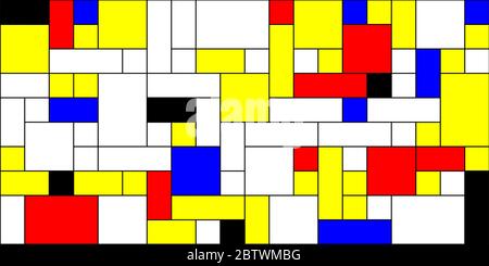 Schema geometrico astratto a scacchi. Stile Mondriano. Illustrazione Vettoriale