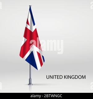 Regno Unito bandiera appesa sul flagpole Illustrazione Vettoriale