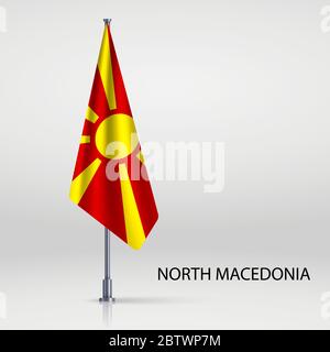 Nord Macedonia appeso bandiera sul flagpole Illustrazione Vettoriale