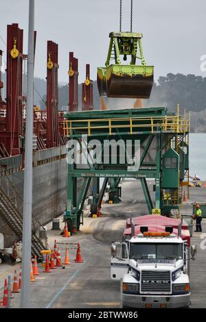 LYTTLETON, NUOVA ZELANDA, 21 NOVEMBRE 2019: The Powan (IMO: 9721578, MMSI 477027600) una grande portaerei costruita nel 2016 e attualmente navigata sotto la bandiera Foto Stock
