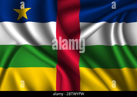 Repubblica Centrafricana bandiera nazionale di seta. Texture tessuto vettoriale Illustrazione Vettoriale
