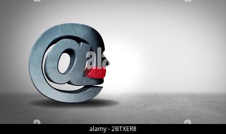 La censura dei social media e le distorsioni della comunicazione elettronica come simbolo di censura online o di limitazione della libertà di parola su Internet. Foto Stock