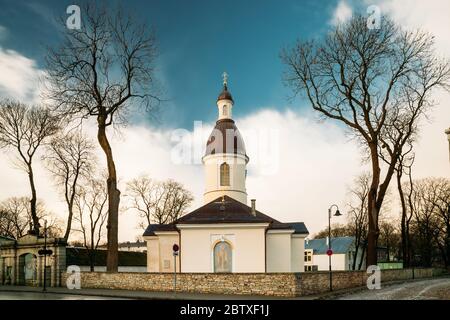 Ku-saare, Estonia. Chiesa di San Nicola in inverno. Foto Stock