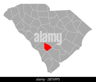 Bamberga sulla mappa di South Carolina Foto Stock